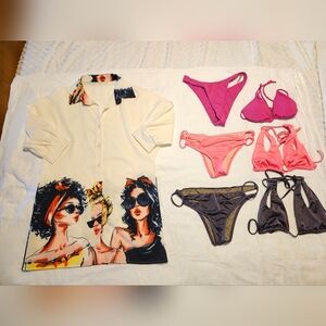 Bundle 3 sets of swimming bikini and cute matching coverall VS